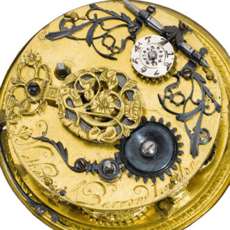 English astronomical alarm verge shagreen outer case Circa 1665 English astronomical alarm verge shagreen outer case Circa 1665