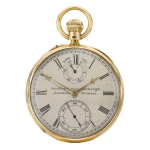 Rare English 18K gold chronometer with power reserve Circa 1875