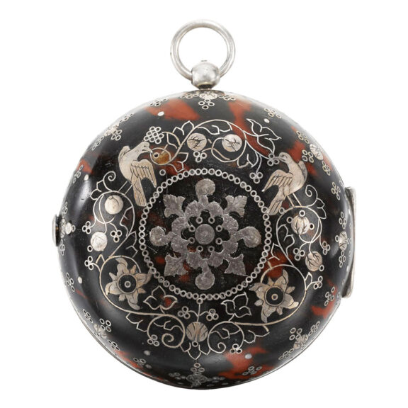 Fine English silver and tortoiseshell verge watch Circa 1685