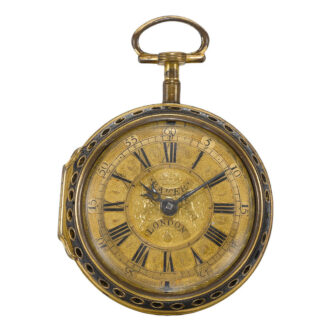 An English hour striking two train verge clock watch Circa 1695