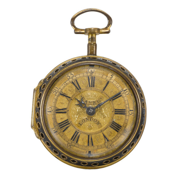 An English hour striking two train verge clock watch Circa 1695