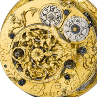 An English hour striking two-train verge clock watch Circa 1695