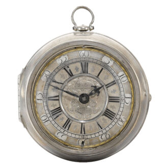 An English fine large silver pair cased verge watch Circa 1700