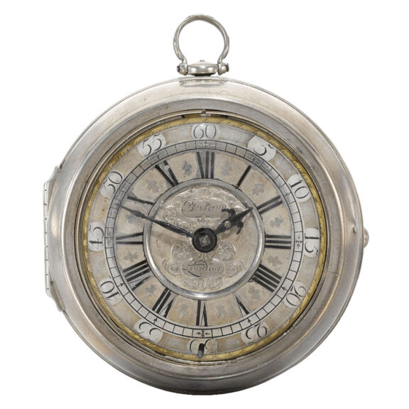 An English fine large silver pair cased verge watch Circa 1700