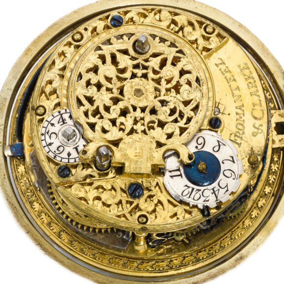 An English silver-gilt pair cased two train clock watch Circa 1700 An English silver-gilt pair cased two train clock watch Circa 1700