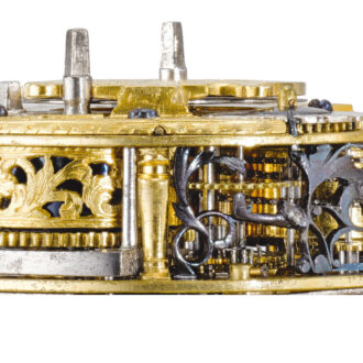 An English silver-gilt pair cased two train clock watch Circa 1700