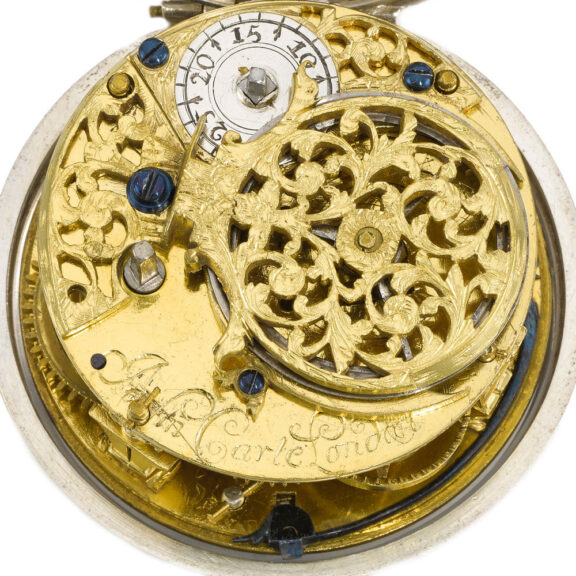 An English unusual silver single handed verge watch Circa 1705 An English unusual silver single handed verge watch Circa 1705