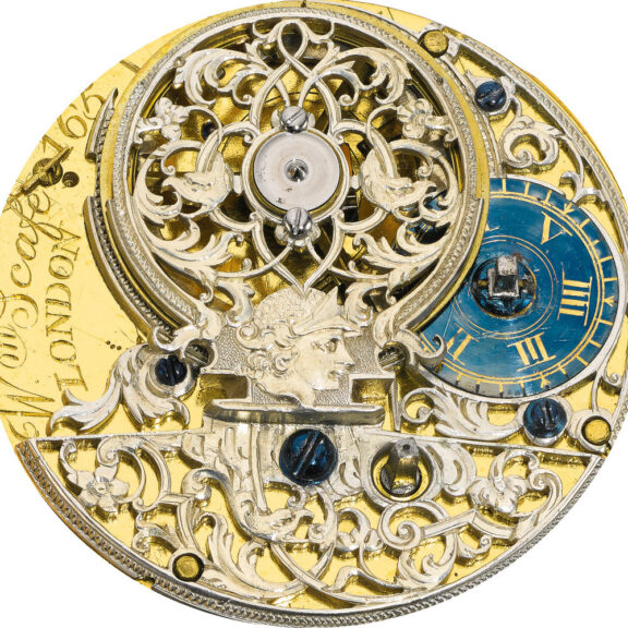 An English gold verge watch with unusual silver cock Circa 1724 An English gold verge watch with unusual silver cock Circa 1724