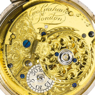 A rare English cylinder watch with centre seconds Circa 1737