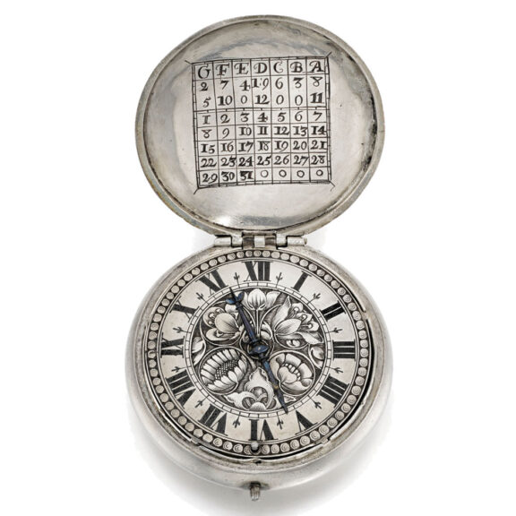 An English silver verge with engraved Julian calendar Circa 1650