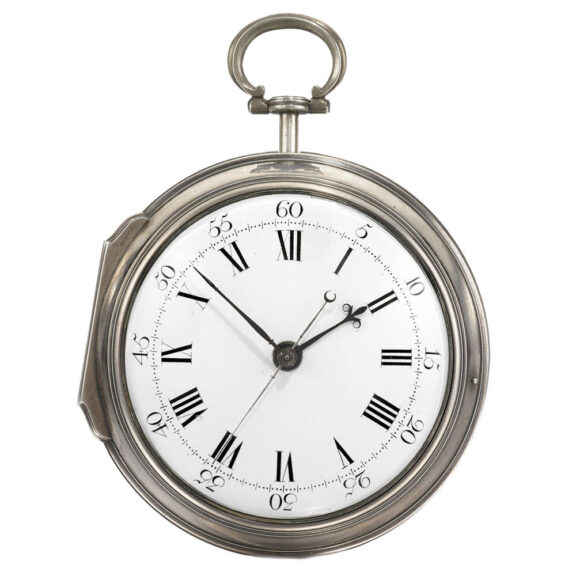 An English very large silver verge watch with stop slide Circa 1778