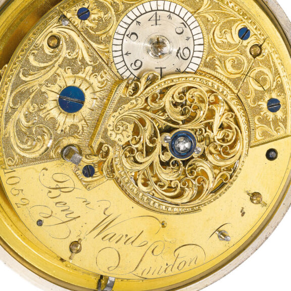 An English very large silver verge watch with stop slide Circa 1778 An English very large silver verge watch with stop slide Circa 1778