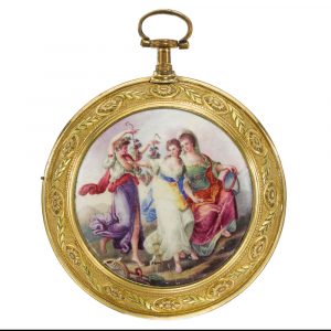 English watch with polychrome enamel painting Circa 1785
