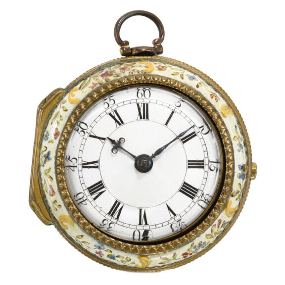 An English gilt-metal and enamel verge watch Circa 1770 An English gilt-metal and enamel verge watch Circa 1770