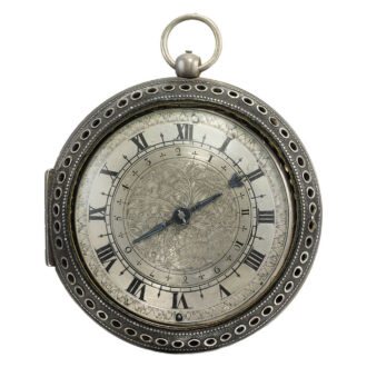 An English silver hour striking coach watch with alarm Circa 1655