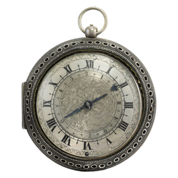 An English silver hour striking coach watch with alarm Circa 1655