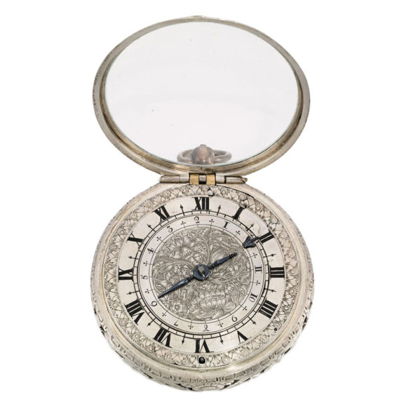 An English silver hour striking coach watch with alarm Circa 1655 An English silver hour striking coach watch with alarm Circa 1655