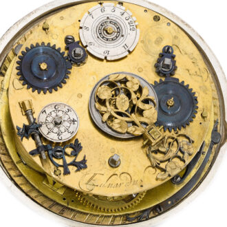 An English silver hour striking coach watch with alarm Circa 1655