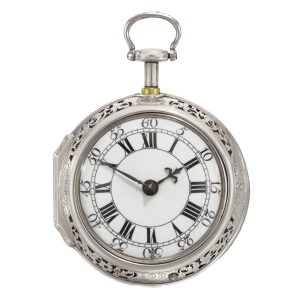 An English fine silver quarter repeating cylinder watch Circa 1755