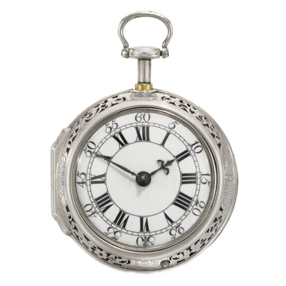 An English fine silver quarter repeating cylinder watch Circa 1755