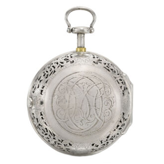 An English fine silver quarter repeating cylinder watch Circa 1755
