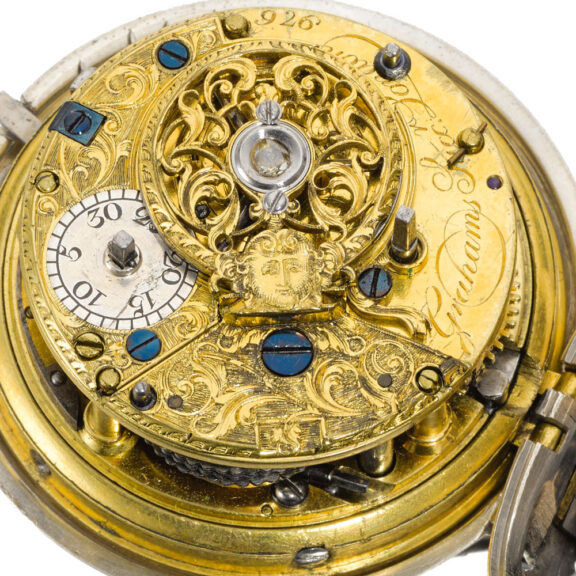 An English fine silver quarter repeating cylinder watch Circa 1755 An English fine silver quarter repeating cylinder watch Circa 1755