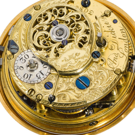 An English gold and enamel quarter repeating watch Circa 1765 An English gold and enamel quarter repeating watch Circa 1765