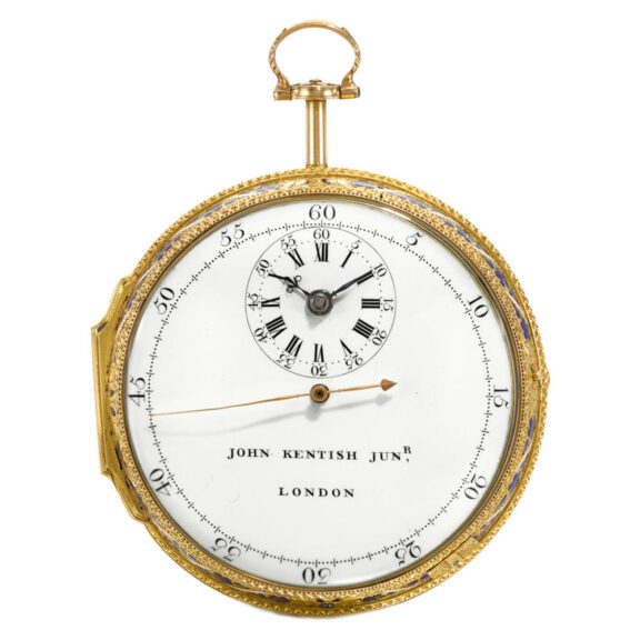 An English superb gold and enamel cylinder watch Circa 1770 An English superb gold and enamel cylinder watch Circa 1770