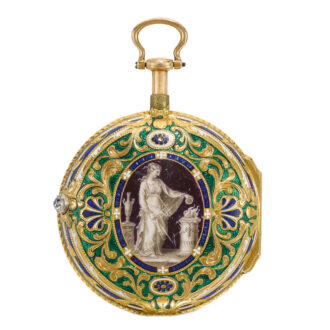 English gold and enamel quarter repeating cylinder Circa 1775