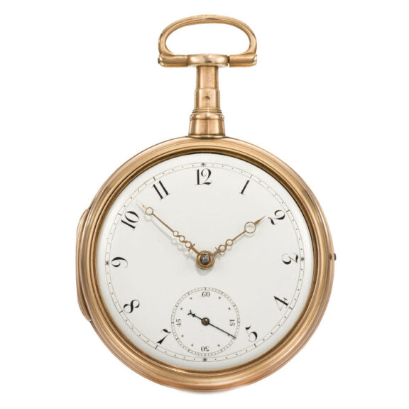 An English pink gold cylinder watch with stop slide Circa 1806