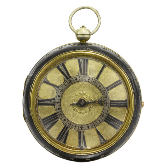 An English silver-gilt clock watch with protective case Circa 1670