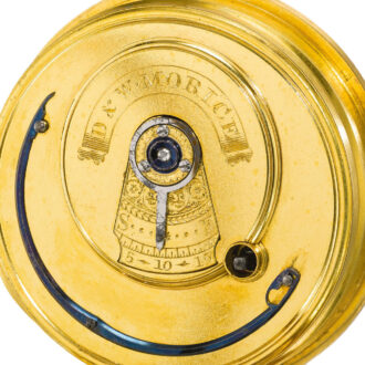 An English gold cylinder watch with black enamel dial Circa 1818