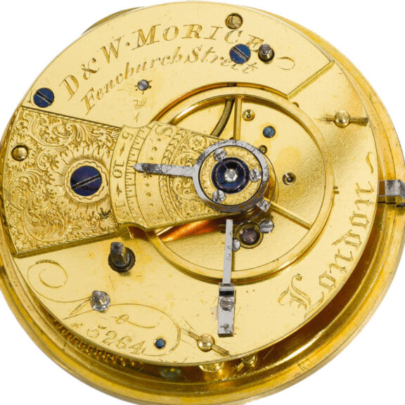 An English gold cylinder watch with black enamel dial Circa 1818 An English gold cylinder watch with black enamel dial Circa 1818
