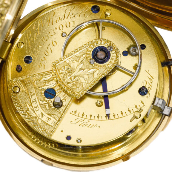 An English fine gold hunting case rack lever watch Circa 1820 An English fine gold hunting case rack lever watch Circa 1820
