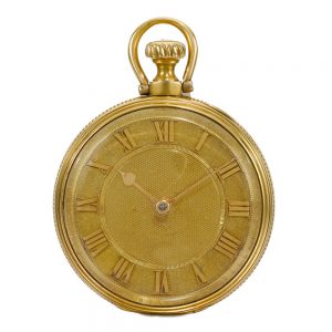 An English gold cylinder watch with keyless winding Circa 1819