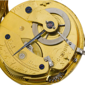 An English gold cylinder watch with keyless winding Circa 1819