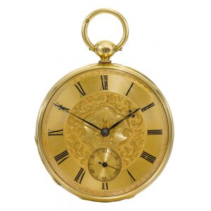 An English fine gold open-faced pocket chronometer Circa 1844
