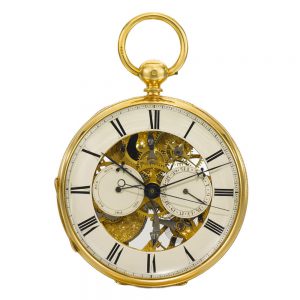 English rare gold skeletonised calender watch Circa 1861-1865