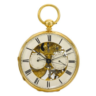 English rare gold skeletonised calender watch Circa 1861-1865