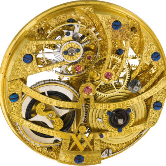 English rare gold skeletonised calender watch Circa 1861-1865