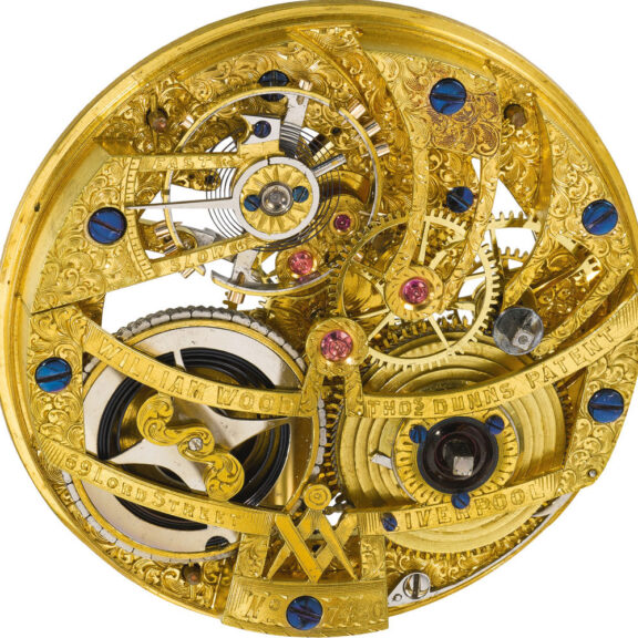 English rare gold skeletonised calender watch Circa 1861-1865 English rare gold skeletonised calender watch Circa 1861-1865