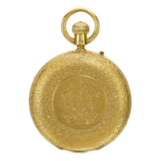 A small English gold hunting cased keyless lever watch Circa 1875
