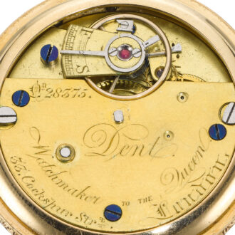 A small English gold hunting cased keyless lever watch Circa 1875