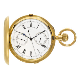 A gold English minute repeating chronograph watch Circa 1877