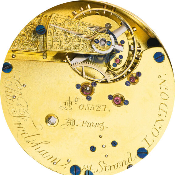 An English fine gold hunting cased calendar watch Circa 1877 An English fine gold hunting cased calendar watch Circa 1877