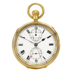 Gold English split seconds lever chronograph Circa 1886