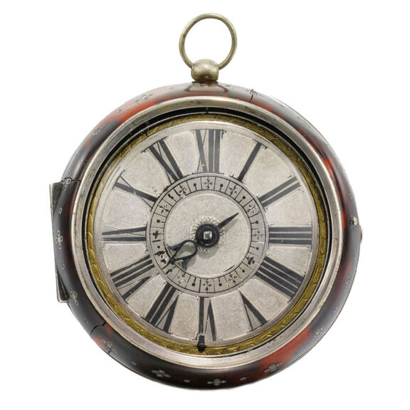 Splendid English silver and tortoiseshell verge watch Circa 1680 Splendid English silver and tortoiseshell verge watch Circa 1680