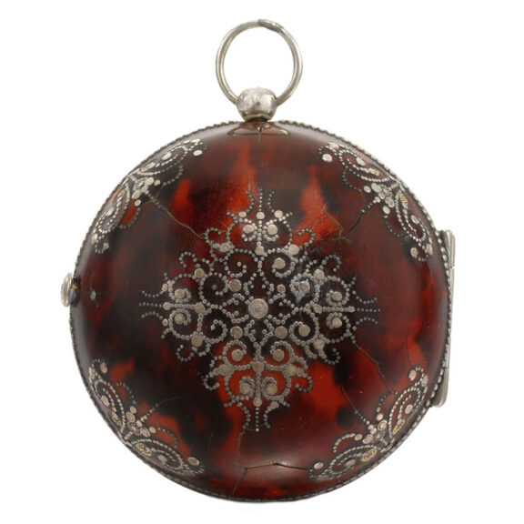 English silver tortoiseshell sun and moon verge Circa 1695 English silver tortoiseshell sun and moon verge Circa 1695