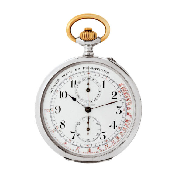 Fine Swiss silver keyless chronograph pocket watch Circa 1920