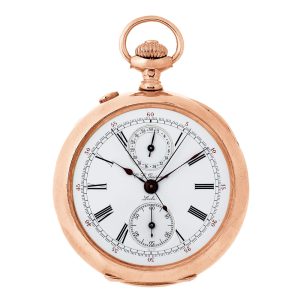 Swiss gold watch with split-seconds chronograph Circa 1900